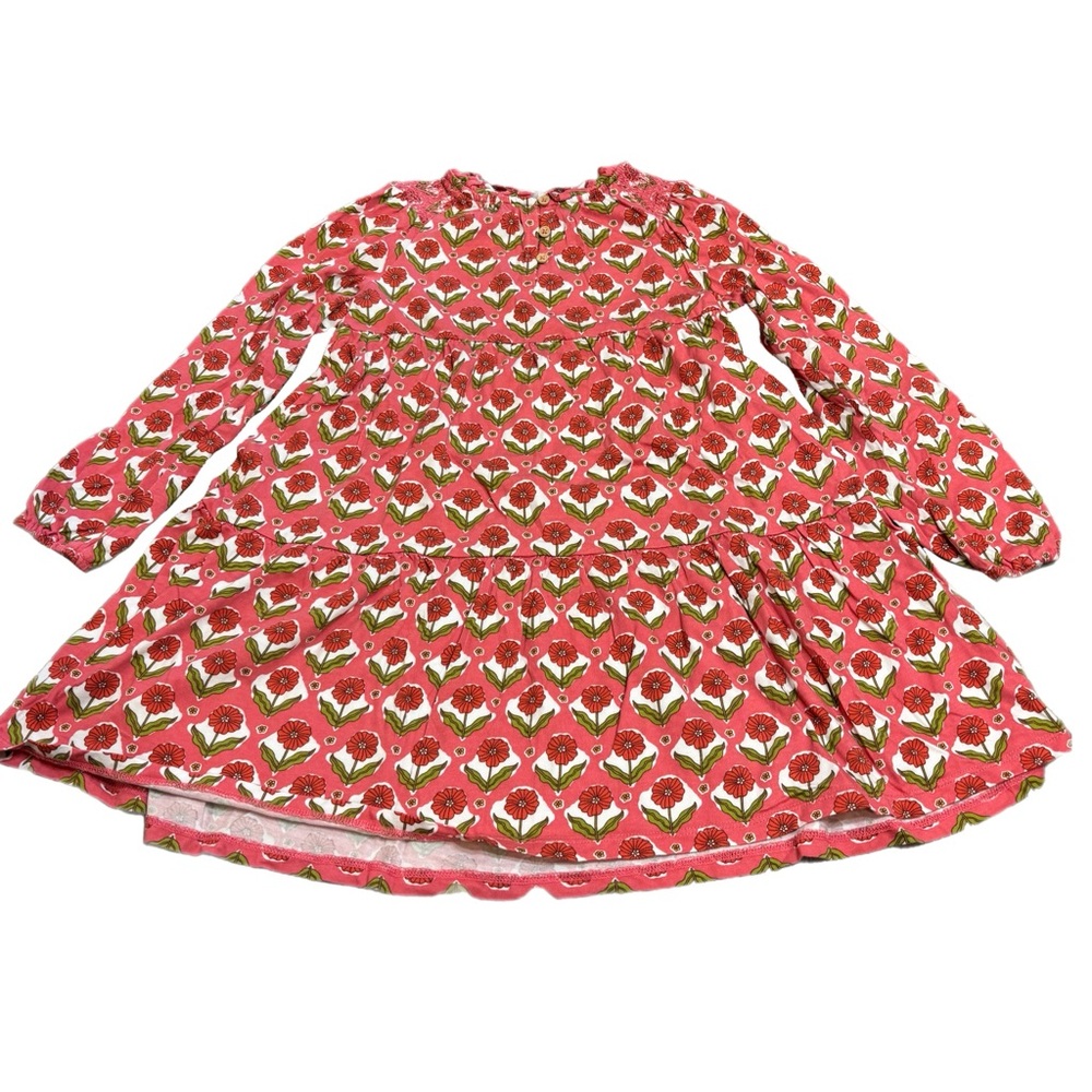 Mini Boden Pink Floral Kids Long Sleeve Dress